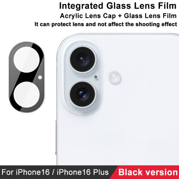 For iPhone 16 / 16 Plus imak High Definition Integrated Glass Lens Film Black Version