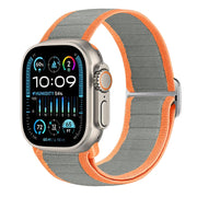 For Apple Watch Ultra 49mm Nylon Elastic Buckle Watch Band(Grey Orange)