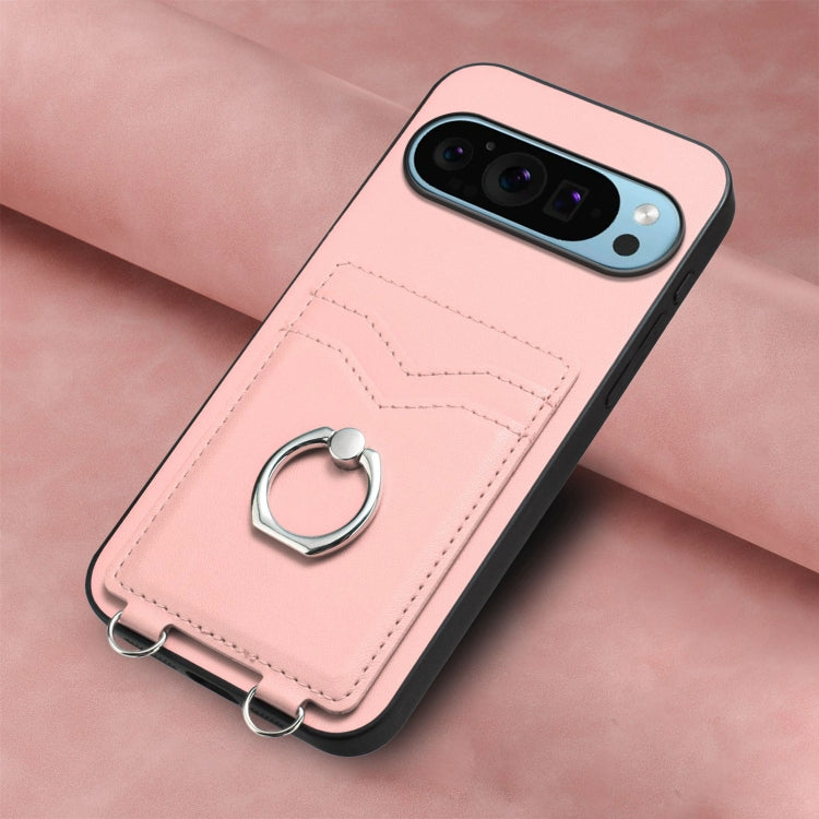 For Google Pixel 9 / 9 Pro R20 Ring Card Holder Phone Case(Pink)