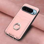 For Google Pixel 9 / 9 Pro R20 Ring Card Holder Phone Case(Pink)