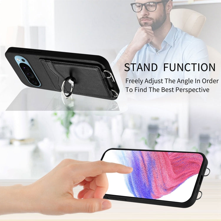 For Google Pixel 9 / 9 Pro R20 Ring Card Holder Phone Case(Black)