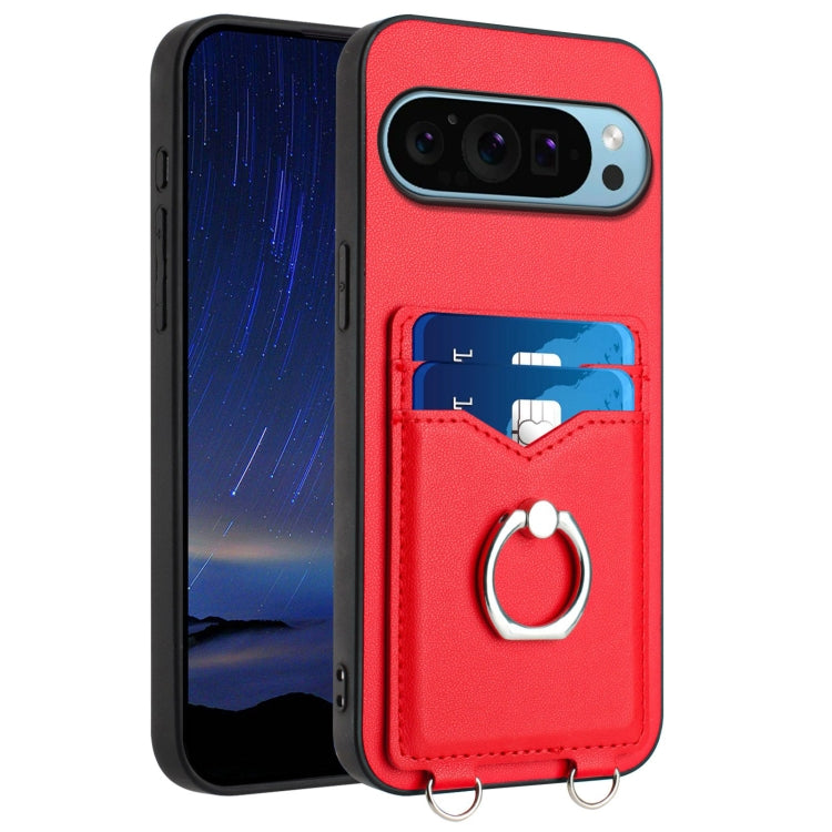 For Google Pixel 9 / 9 Pro R20 Ring Card Holder Phone Case(Red)