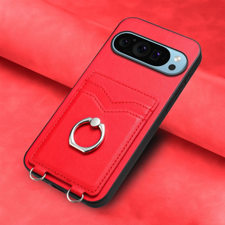 For Google Pixel 9 / 9 Pro R20 Ring Card Holder Phone Case(Red)