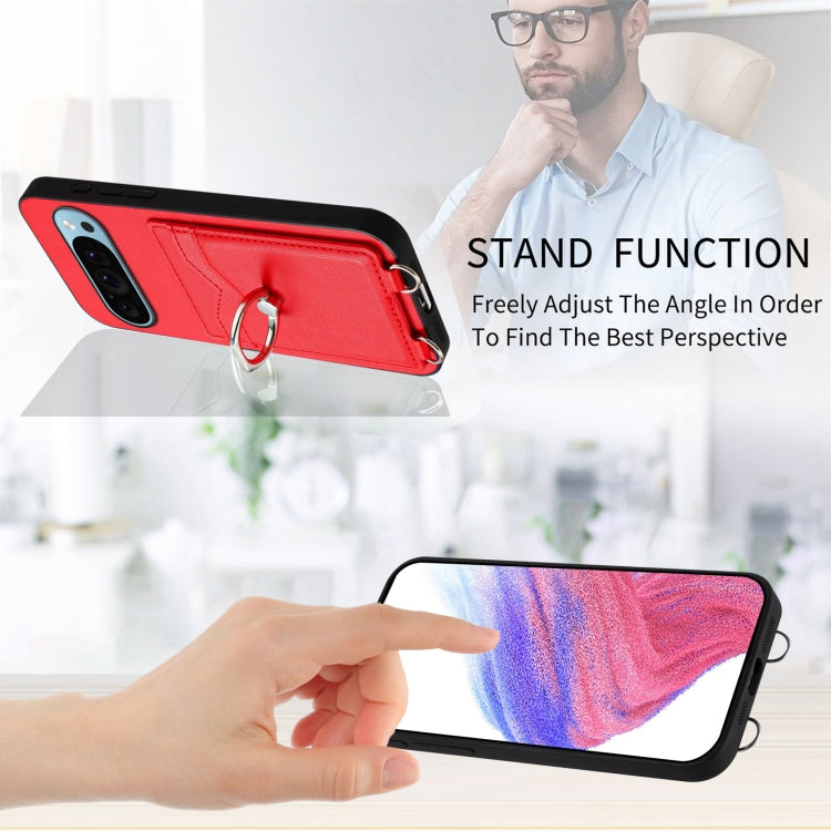 For Google Pixel 9 / 9 Pro R20 Ring Card Holder Phone Case(Red)
