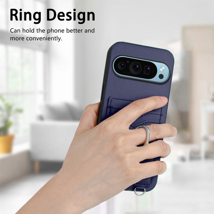 For Google Pixel 9 / 9 Pro R20 Ring Card Holder Phone Case(Blue)