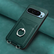 For Google Pixel 9 / 9 Pro R20 Ring Card Holder Phone Case(Green)