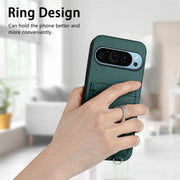 For Google Pixel 9 / 9 Pro R20 Ring Card Holder Phone Case(Green)