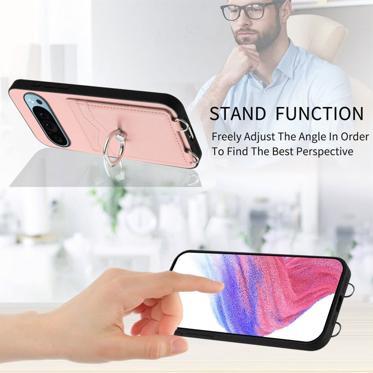 For Google Pixel 9 Pro XL R20 Ring Card Holder Phone Case(Pink)