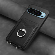 For Google Pixel 9 Pro XL R20 Ring Card Holder Phone Case(Black)