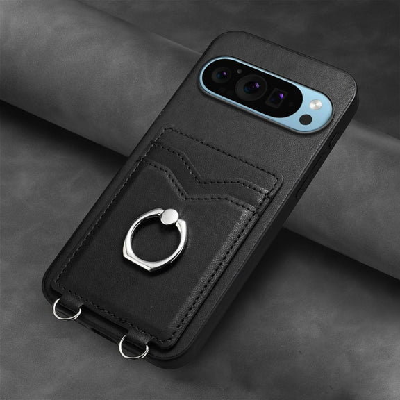 For Google Pixel 9 Pro XL R20 Ring Card Holder Phone Case(Black)
