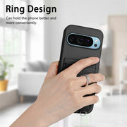 For Google Pixel 9 Pro XL R20 Ring Card Holder Phone Case(Black)