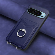 For Google Pixel 9 Pro XL R20 Ring Card Holder Phone Case(Blue)