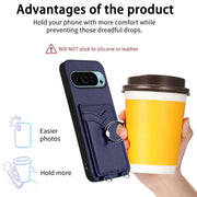 For Google Pixel 9 Pro XL R20 Ring Card Holder Phone Case(Blue)