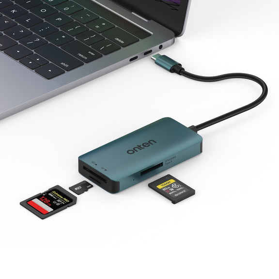 Onten C12 3 in 1 USB-C / Type-C to CFepress Type-A & SD & TF Card Reader(Pine Green)