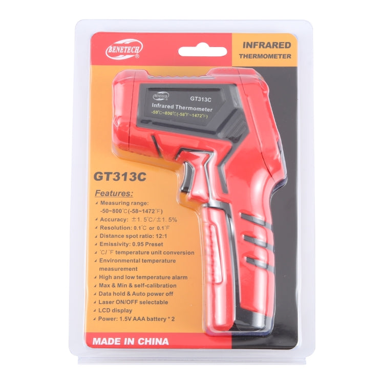 BENETECH GT313C LCD Display Infrared Thermometer, Battery Not Included