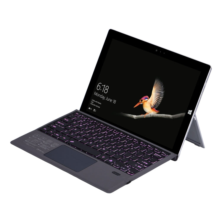 1089DC-PT Portuguese Backlit Magnetic Bluetooth 3.0 Keyboard for Microsoft Surface Pro 7 / 6 / 2017 / 4 / 3(Grey)