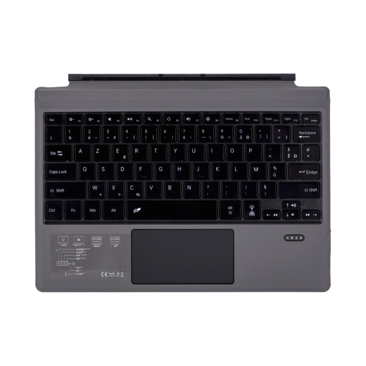 1089DC-FR French Backlit Magnetic Bluetooth 3.0 Keyboard for Microsoft Surface Pro 7 / 6 / 2017 / 4 / 3(Grey)