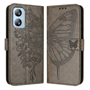 For Blackview A52 Embossed Butterfly Leather Phone Case(Grey)