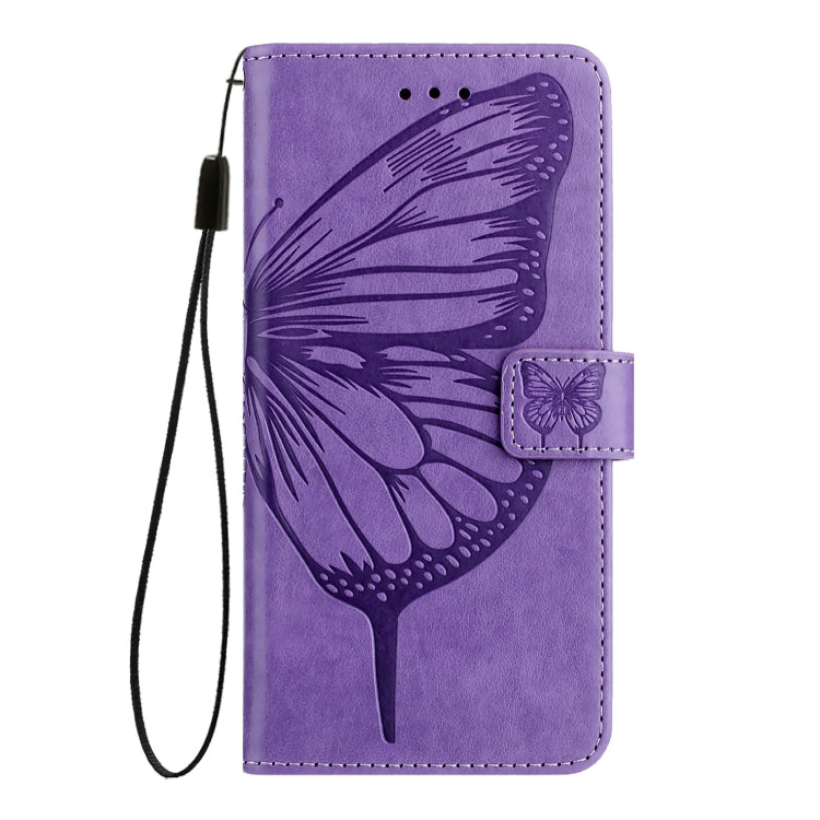 For Blackview A52 Embossed Butterfly Leather Phone Case(Purple)