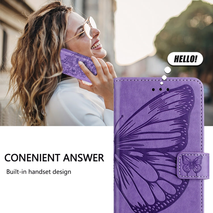 For Blackview A52 Embossed Butterfly Leather Phone Case(Purple)