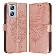 For Blackview A52 Embossed Butterfly Leather Phone Case(Rose Gold)