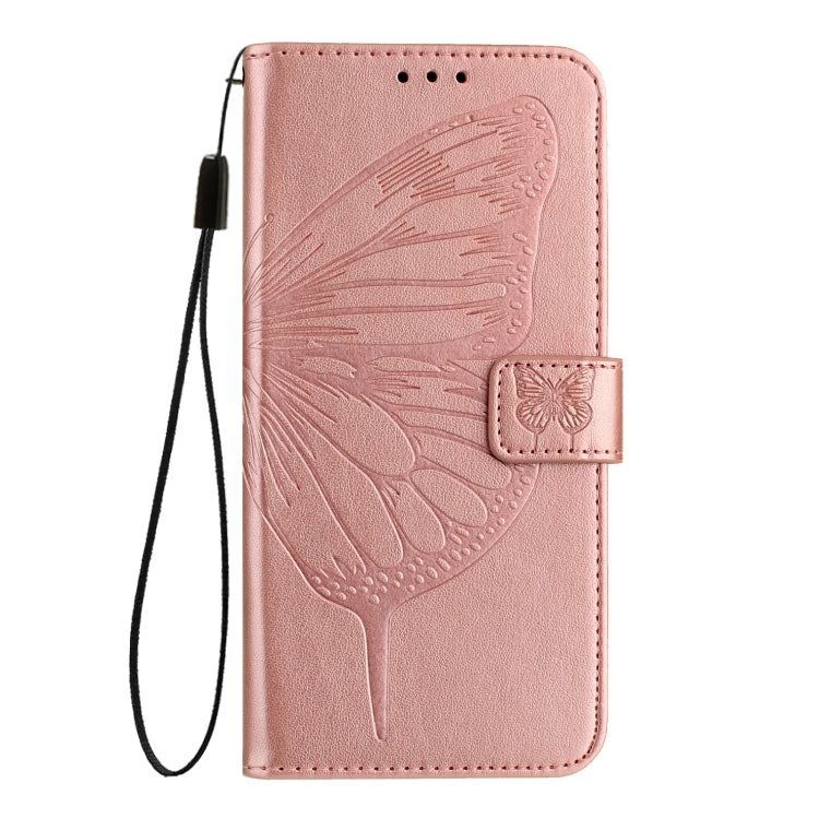 For Blackview A52 Embossed Butterfly Leather Phone Case(Rose Gold)