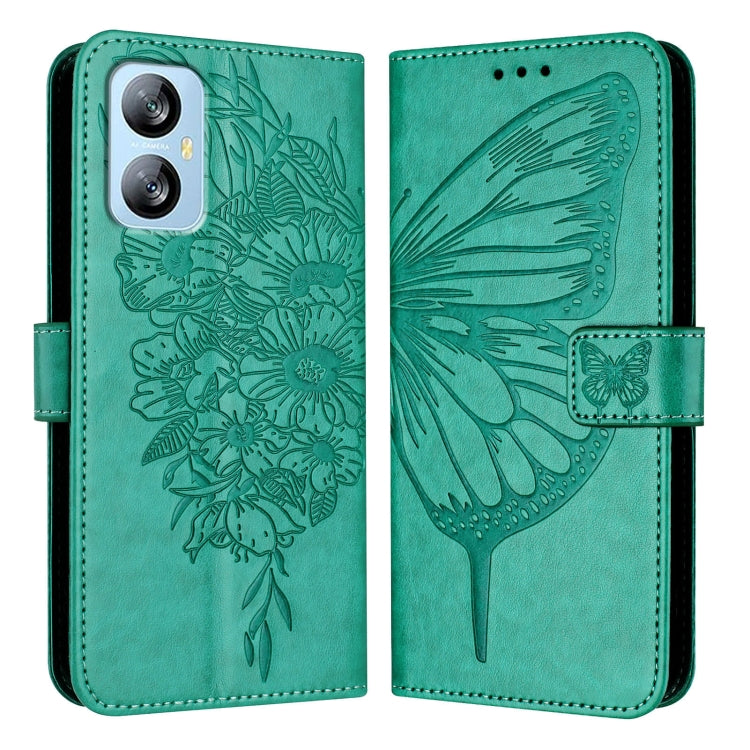 For Blackview A52 Embossed Butterfly Leather Phone Case(Green)