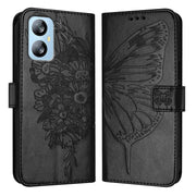 For Blackview A52 Embossed Butterfly Leather Phone Case(Black)