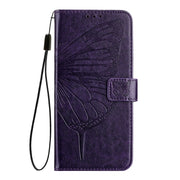For Blackview A52 Embossed Butterfly Leather Phone Case(Dark Purple)