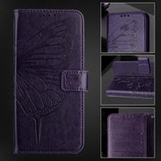 For Blackview A52 Embossed Butterfly Leather Phone Case(Dark Purple)