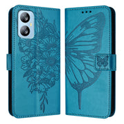 For Blackview A52 Embossed Butterfly Leather Phone Case(Blue)