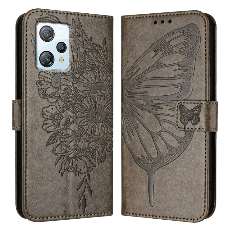 For Blackview A53 Embossed Butterfly Leather Phone Case(Grey)