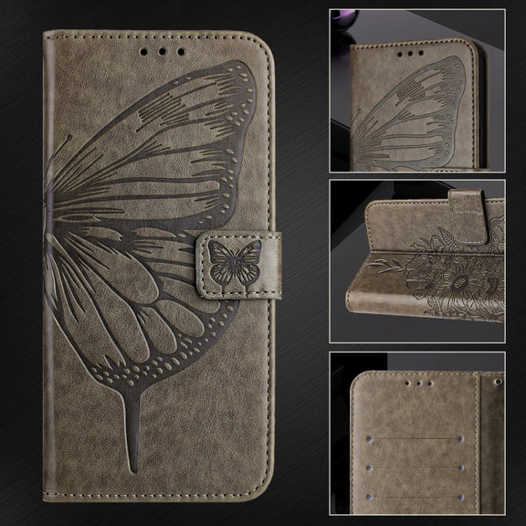 For Blackview A53 Embossed Butterfly Leather Phone Case(Grey)