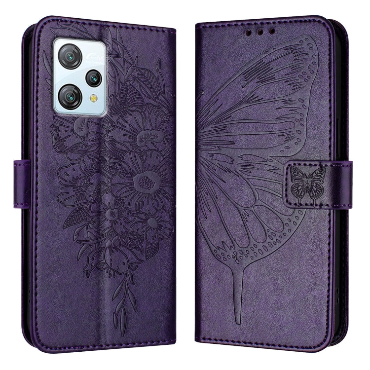 For Blackview A53 Embossed Butterfly Leather Phone Case(Purple)
