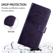 For Blackview A53 Embossed Butterfly Leather Phone Case(Purple)