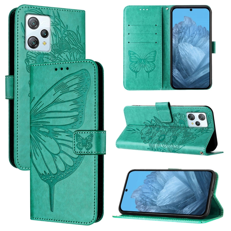 For Blackview A53 Embossed Butterfly Leather Phone Case(Green)