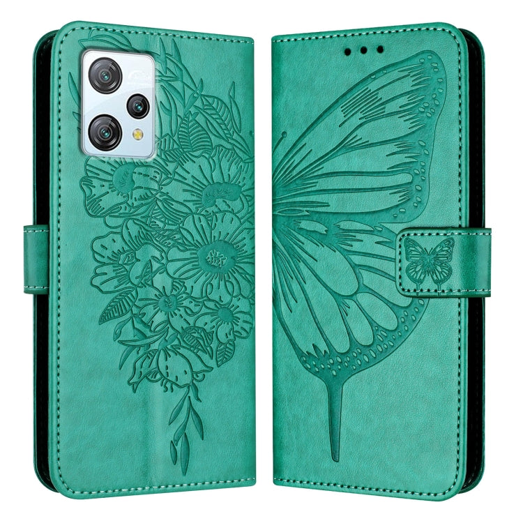 For Blackview A53 Embossed Butterfly Leather Phone Case(Green)
