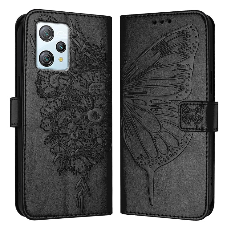 For Blackview A53 Embossed Butterfly Leather Phone Case(Black)