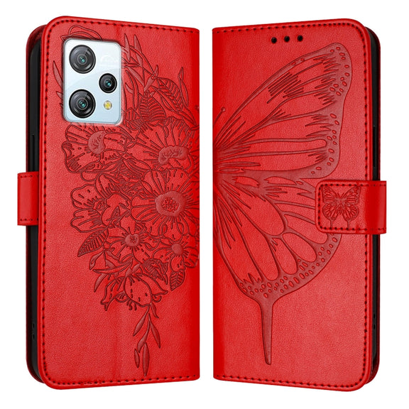 For Blackview A53 Embossed Butterfly Leather Phone Case(Red)
