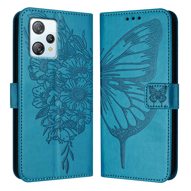 For Blackview A53 Embossed Butterfly Leather Phone Case(Blue)