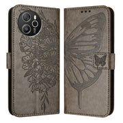 For Blackview Shark 8 Embossed Butterfly Leather Phone Case(Grey)