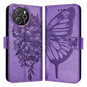 For Blackview Shark 8 Embossed Butterfly Leather Phone Case(Purple)