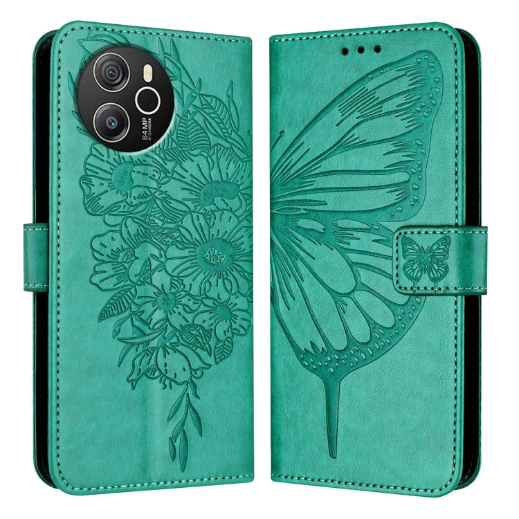 For Blackview Shark 8 Embossed Butterfly Leather Phone Case(Green)