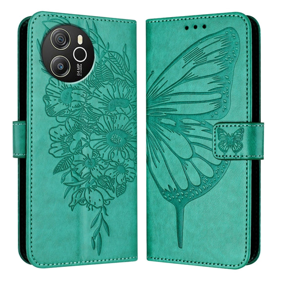 For Blackview Shark 8 Embossed Butterfly Leather Phone Case(Green)