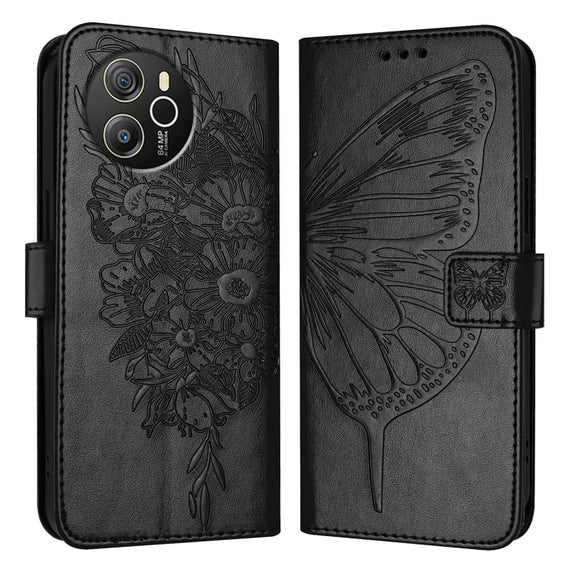 For Blackview Shark 8 Embossed Butterfly Leather Phone Case(Black)