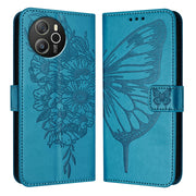 For Blackview Shark 8 Embossed Butterfly Leather Phone Case(Blue)