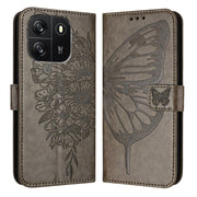 For Blackview Wave 6C Embossed Butterfly Leather Phone Case(Grey)