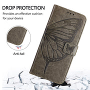 For Blackview Wave 6C Embossed Butterfly Leather Phone Case(Grey)