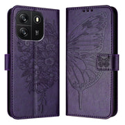 For Blackview Wave 6C Embossed Butterfly Leather Phone Case(Dark Purple)