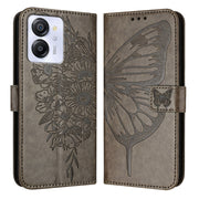 For Blackview Color 8 Embossed Butterfly Leather Phone Case(Grey)